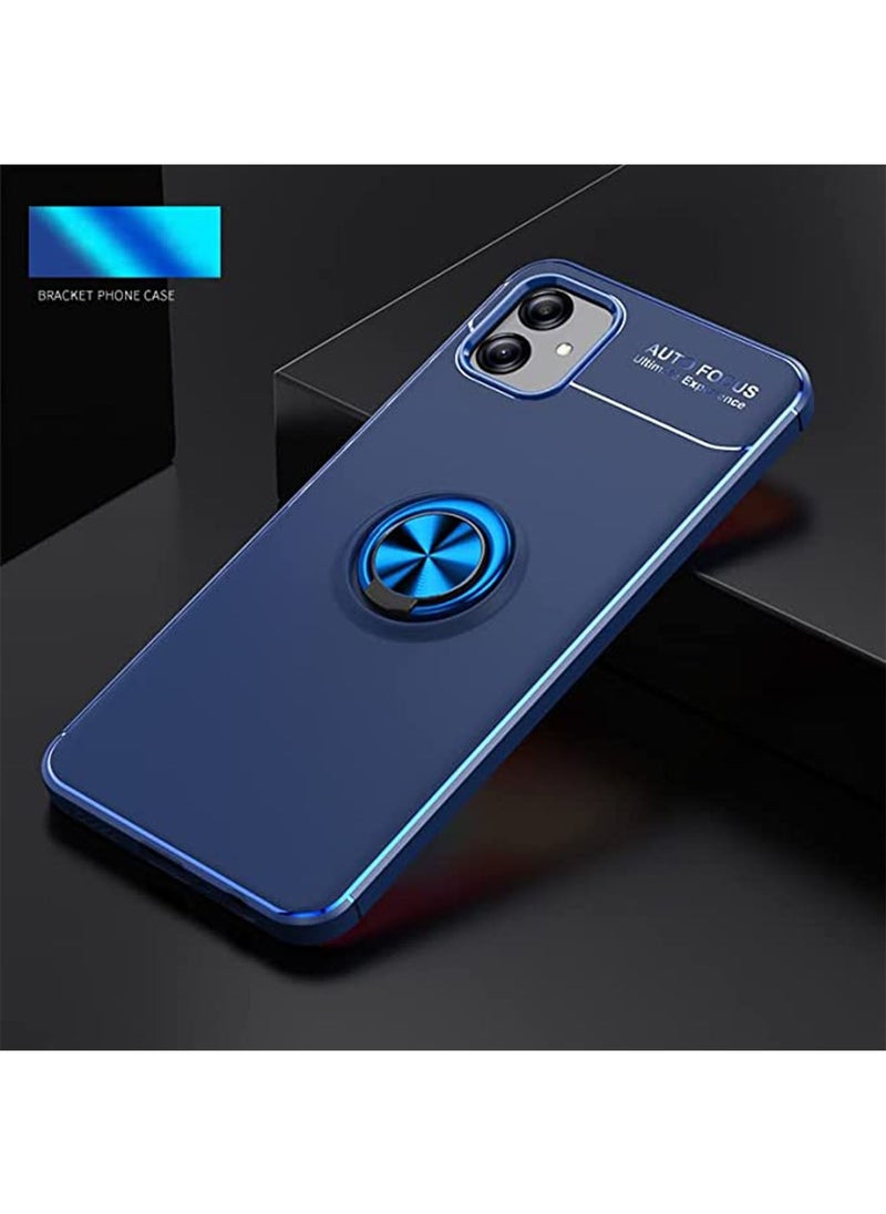 Samsung Galaxy A04e/A04 Mobile Case Cover with Protector Back and Cell Accessories Kickstand Stand Magnetic Car Ring Holder Protective Soft TPU Silicone Protection Blue