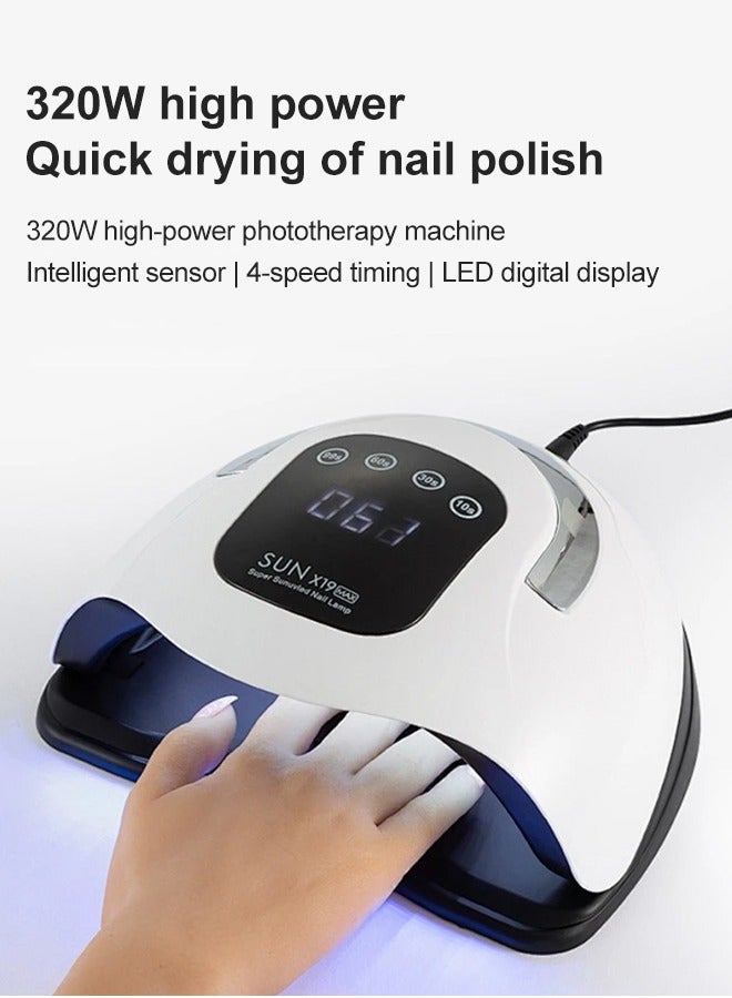 Max 320W Professional UV LED Nail Lamp For Nail Gel Fast Nail Polish Dryer With 72 Beads Auto Sensor 4 Timer Setting LCD Display For Salon And Home Use Nail Art Design Tools2 - Image 3