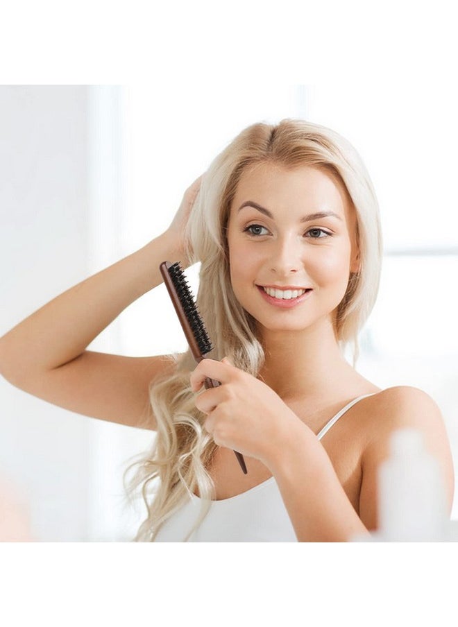 Boar & Nylon Bristle Teasing Brush Teasing Comb With Rat Tail Handle Pick Smoothing Brush For Hair Sectioning For Edge Control Backcombing Smoothing And Styling Thin & Fine Hair To Create Volume