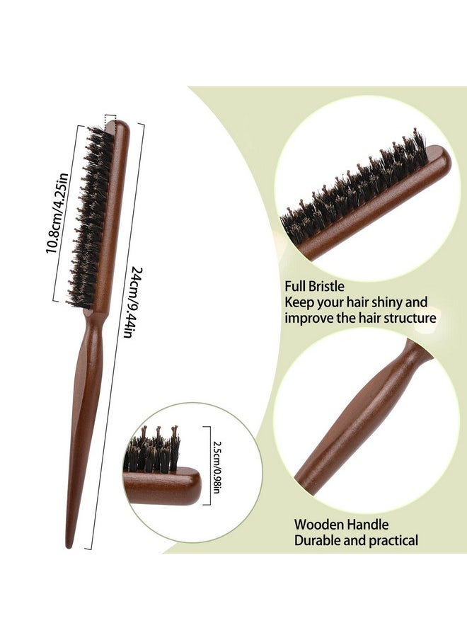 Boar & Nylon Bristle Teasing Brush Teasing Comb With Rat Tail Handle Pick Smoothing Brush For Hair Sectioning For Edge Control Backcombing Smoothing And Styling Thin & Fine Hair To Create Volume
