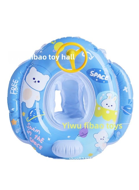 INS Children's Swimming Ring Thickened Cute Dinosaur Pants Ring Baby Seat Ring Sponge Base Ring With Handle-Outer Diameter After Inflation:Suitable For 1-4 Years Old Use-Inside Diameter After Inflation:Space Bear Sponge Underpants Circle