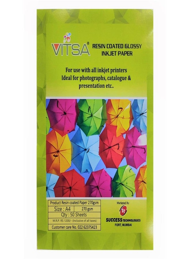 VITSA Ultra Premium Photo Paper ? 270 gsm Resin Coated ? RC High Glossy Photographic Paper A4 size - 100% Waterproof with laminated layer (A4 SIZE (210 X 297mm), PACK OF 50 SHEETS) - Image 1