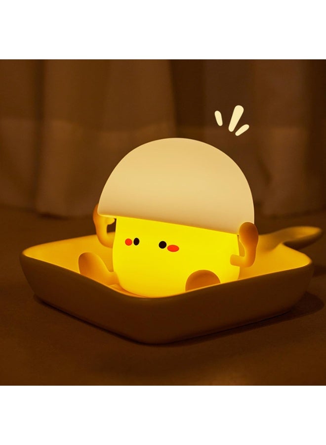 Egg Yolk Silicone Night Light , Rechargeable with 3 Brightness Levels and 30 Minutes Timer , Child-Safe Material with Cute Cartoon Design , Warm Lighting for Bedrooms and Offices , Special Gift for Kids and Adults on All Occasions  - Image 4