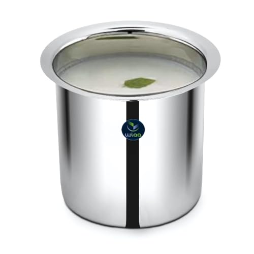 WIAA Stainless Steel Deep Gunj For Boiling Milk & Water | Set of 3 Flat Bottom Milk Pot Boilers | 1L, 1.3L, 1.7L | Long Tapeli Milk Pot Vessel With Lid 1.7 Liter - Image 2
