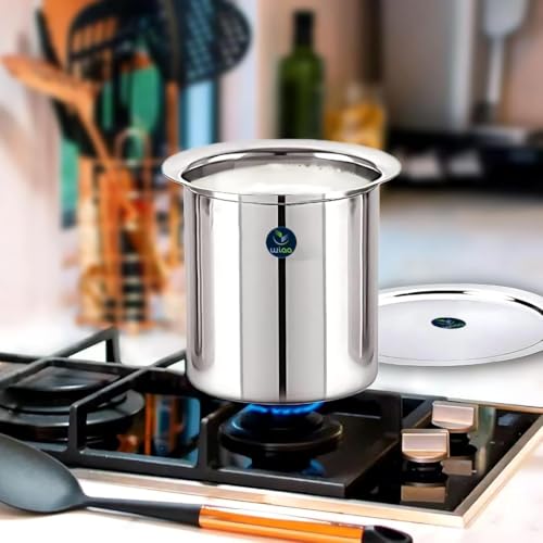 WIAA Stainless Steel Deep Gunj For Boiling Milk & Water | Set of 3 Flat Bottom Milk Pot Boilers | 1L, 1.3L, 1.7L | Long Tapeli Milk Pot Vessel With Lid 1.7 Liter - Image 5