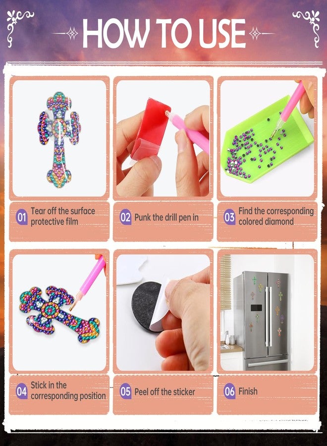 إنكوك مجموعة مغناطيسات فنية ماسية مسيحية للثلاجة من إنكوك - 12 قطعة من مغناطيسات الصليب الفنية الماسية، مجموعة ملصقات فنية دينية للثلاجة، مناسبة للبالغين والمبتدئين، ديكور منزلي، هدية عيد ميلاد ملهمة - Image 5