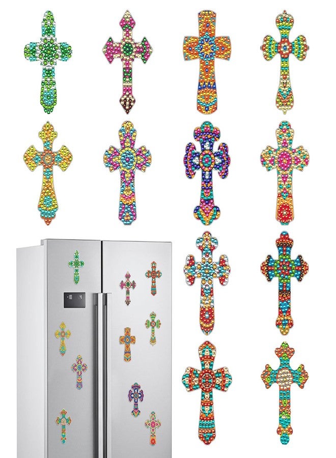إنكوك مجموعة مغناطيسات فنية ماسية مسيحية للثلاجة من إنكوك - 12 قطعة من مغناطيسات الصليب الفنية الماسية، مجموعة ملصقات فنية دينية للثلاجة، مناسبة للبالغين والمبتدئين، ديكور منزلي، هدية عيد ميلاد ملهمة - Image 1
