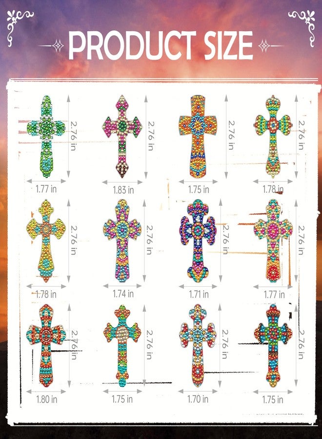 إنكوك مجموعة مغناطيسات فنية ماسية مسيحية للثلاجة من إنكوك - 12 قطعة من مغناطيسات الصليب الفنية الماسية، مجموعة ملصقات فنية دينية للثلاجة، مناسبة للبالغين والمبتدئين، ديكور منزلي، هدية عيد ميلاد ملهمة - Image 4