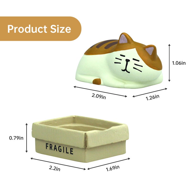 RAQWI Cute Box Cat Figurine Resin Cat for Office, Home Decoration Perfect Cute Cat Gift for Cat Lovers - Image 2
