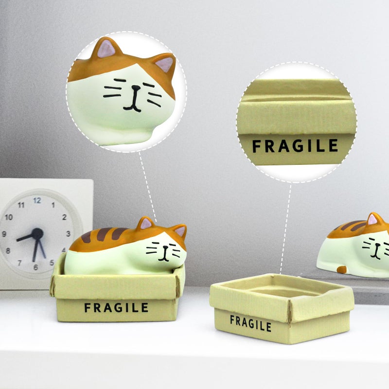 RAQWI Cute Box Cat Figurine Resin Cat for Office, Home Decoration Perfect Cute Cat Gift for Cat Lovers - Image 3