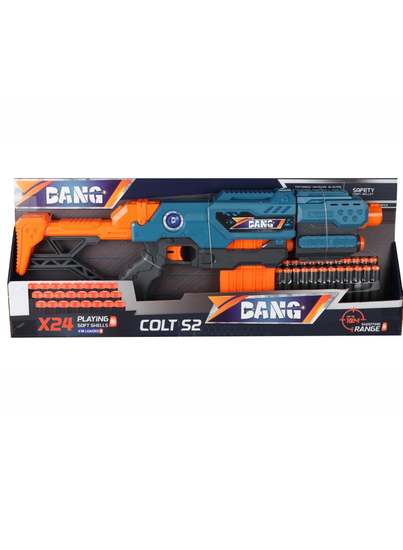 بانج مسدس لعبة كولت S2 مع 24 طلقة، إطلاق يدوي، مدى بعيد للأطفال - Image 1