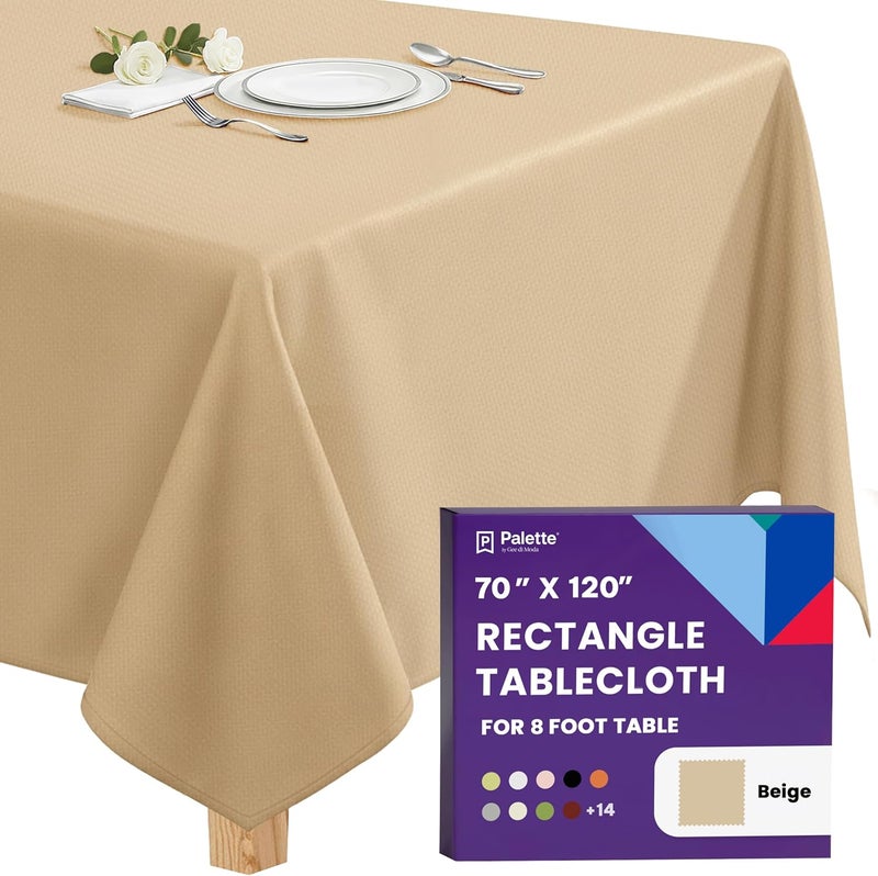 Gee Di Moda Diverse purchase options Rectangle Tablecloth - 70 x 120 Inch | Beige Rectangular Table Cloth in Washable Polyester | Great for Buffet Table, Parties, Holiday Dinner, Wedding & Baby Shower Globally spread simple design - Image 1