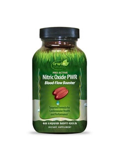 Irwin Naturals Pro-Active Nitric Oxide PWR - 60 Liquid Soft-Gels - Blood-Flow Booster with L-Citrulline, Beet Root & Red Spinach