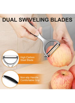 YOUGE Peeler Silver, Vegetable Peeler for Kitchen, Potato Peelers for Fruit Straight Blade, Durable Non-Slip Handle, Y shape  - Image 5