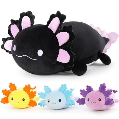 MaoGoLan 4Pcs Giant Axolotl Plush with 3 Babies Inside-23.5" Large Ultra Soft Axolotl Stuffed Animals Throw Pillow-Squishy Stuffed Axolotl Plush Collection Gift for Axolotl Lover,Kids,Teens,Black - Image 1