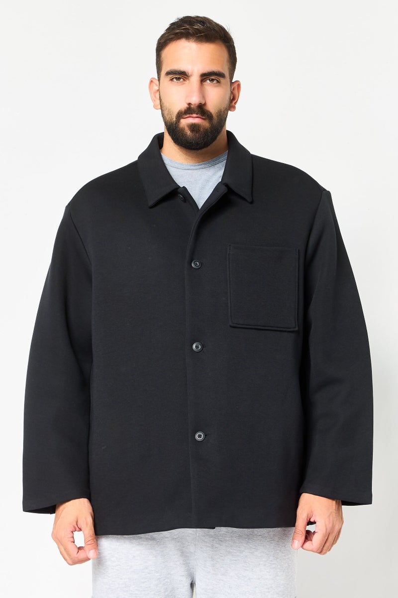 Nike قميص جاكيت خارجي بأكمام طويلة للرجال بتصميم واسع، أسود - Image 1