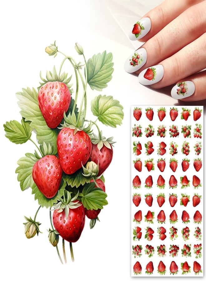 Flonz Nail Stickers Decals (5 Sheets) FLONZNAIL Delicious Bright Summer Strawberries Vintage Styled Nail Decor - Image 2