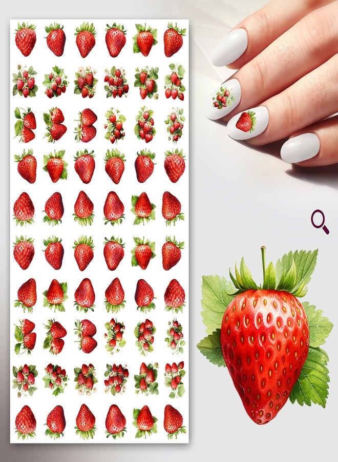 Flonz Nail Stickers Decals (5 Sheets) FLONZNAIL Delicious Bright Summer Strawberries Vintage Styled Nail Decor - Image 1