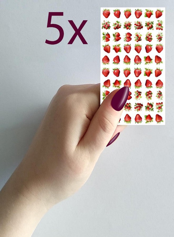 Flonz Nail Stickers Decals (5 Sheets) FLONZNAIL Delicious Bright Summer Strawberries Vintage Styled Nail Decor - Image 3
