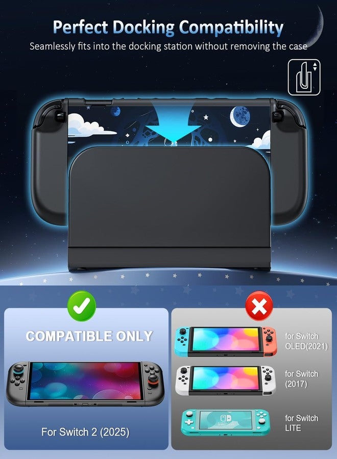 WAXITY Space Protective Case for Nintendo Switch 2(2025), Slim Hard Shell for Switch 2 Accessories, Scratch&Shock Protection Cover for Joy con 2 with 2 Thumb Grips - Image 3