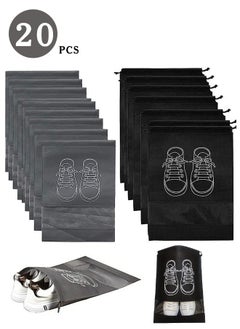 Lemon 20PCS Travel Shoe Bags with Rope Large Shoes Storage Organizers Pouch for Men and Women Clear Drawstring Bags, Black Grey  - Image 1