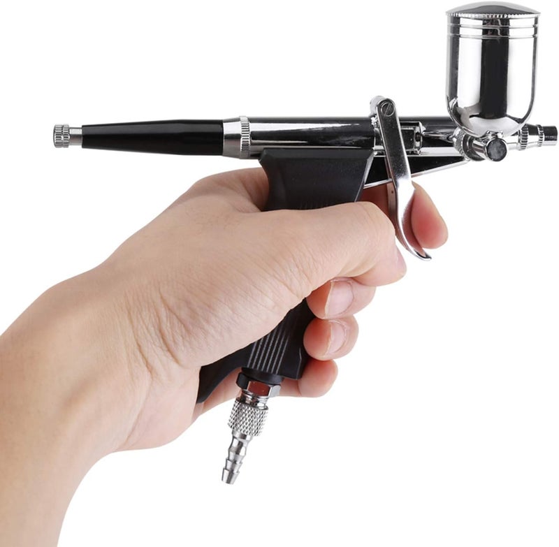 HEEPDD Airbrush Kit for Art Painting, 2 Cups Side Feed Spray Gun, 0.3mm Nozzle for Cake Decorating and Tattoo Makeup Airbrush Kit for Art Painting, Trigger Design, Nan Supplies - Image 3