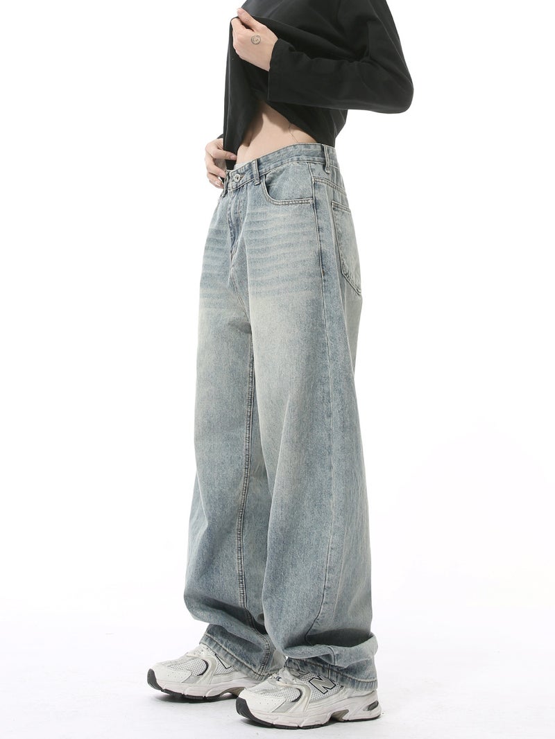 Mtlclothes Men'S Clothing | Multi-Color American Retro Distressed Washed Scimitar Jeans Casual Wide-Leg Pants - Image 5