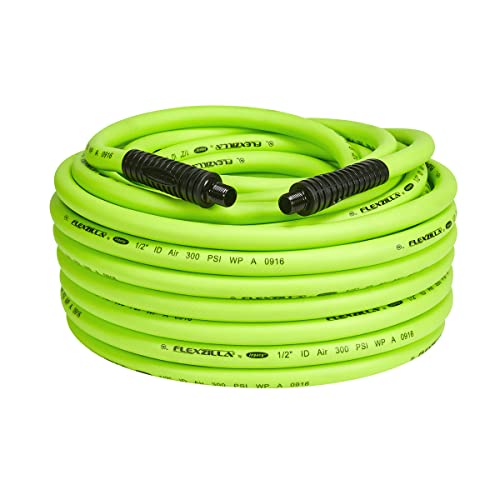 Flexzilla Air Hose 12 in x 100 ft 38 in MNPT Fittings Heavy Duty Lightweight Hybrid ZillaGreen HFZ12100YW3
