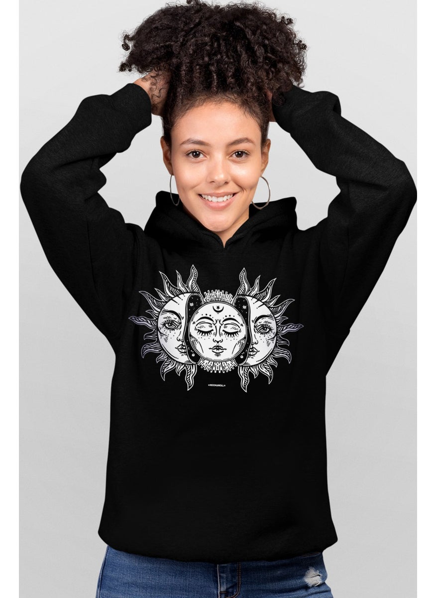 Moon Sun Black Hooded Women's Sweatshirt - pzsku/ZFE1BFCCFB0674C539FB9Z/45/_/1725789843/fc1421bc-1ff3-4a2d-b819-a19dd344fa2e