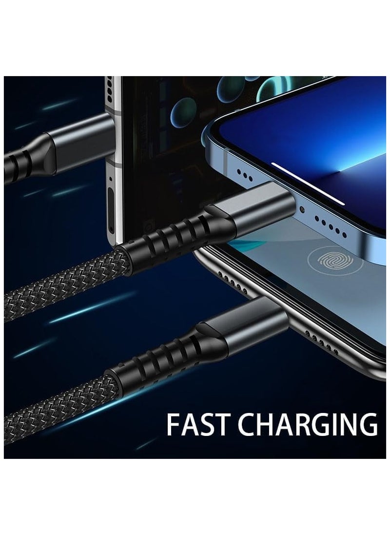 Generic - 100W Fast USB Cable Charger, 3-in-1 Multi Charging, Multi Charging Cables. USB to Micro, Type-C, Lightning Data Transfer Cable with LED Indicator Multiple Charger Adapter Cord (120CM) - Image 1