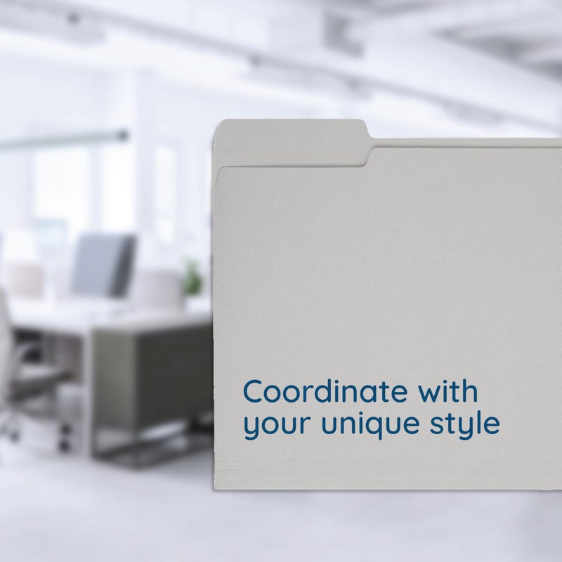 Blue Summit Supplies 100 Blue Summit Supplies Gray File Folders Letter Size - Durable 11pt Grey Folders, 1/3 Cut 3 Tabs Gray Folders, Holds Letter Size Documents - Image 5