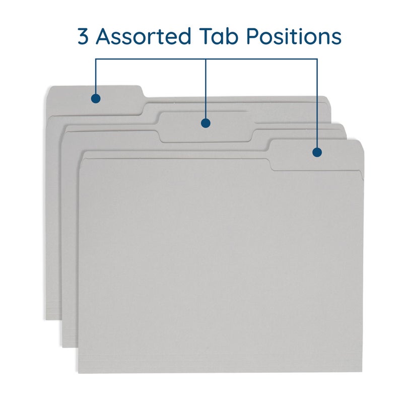 Blue Summit Supplies 100 Blue Summit Supplies Gray File Folders Letter Size - Durable 11pt Grey Folders, 1/3 Cut 3 Tabs Gray Folders, Holds Letter Size Documents - Image 2