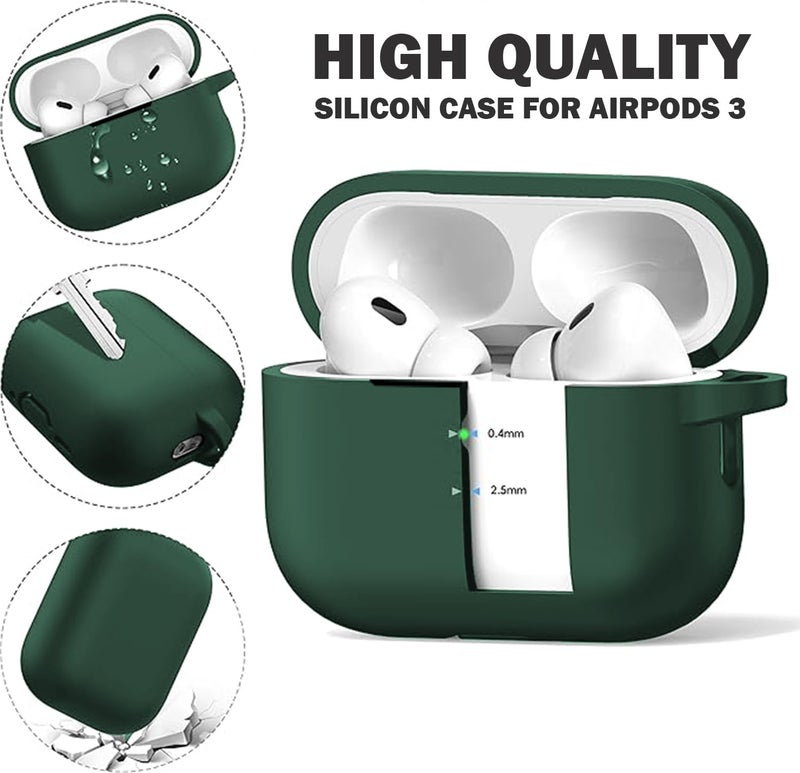 LIRAMARK Silicone Soft Case Cover with Buckle for Airpods Pro 3, Apple airpods pro 3rd Generation case (Green) - Image 4
