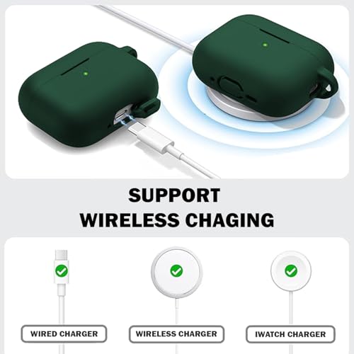 LIRAMARK Silicone Soft Case Cover with Buckle for Airpods Pro 3, Apple airpods pro 3rd Generation case (Green) - Image 2