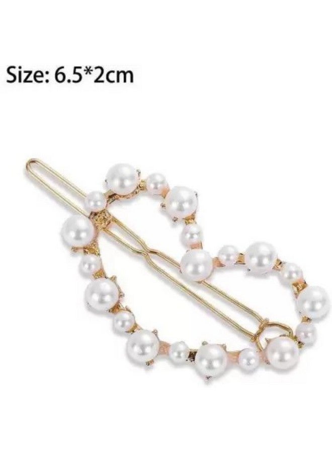 DN Creation Set of 6 Stylish Pearl Korean Rhinestone Metal Hair Clips Pins for Women and Girls - Image 4