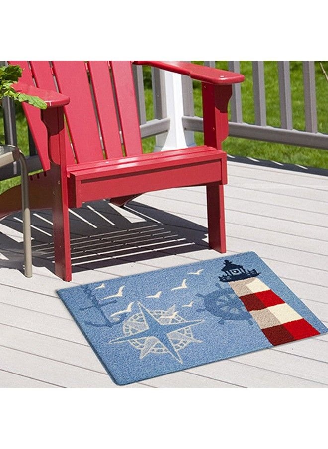 Jellybean - Ocean Outpost Red White Lighthouse Compass Anchor Accent Rug - Image 1