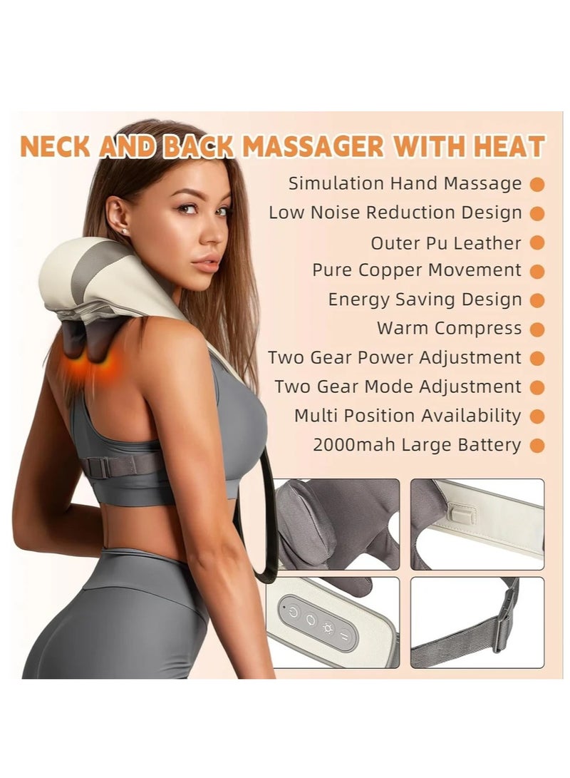 DubaiGallery جهاز تدليك شياتسو للرقبة والكتف والظهر قابل لإعادة الشحن مع حرارة وسرعة قابلة للتعديل وتدليك كهربائي لتخفيف الألم - Image 4