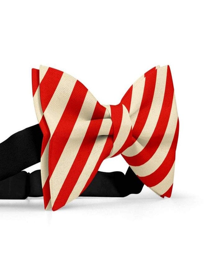 RR Design Cute Soft Dog with Bowtie, Detachable Adjustable Bow Tie Collar Pet Gift - Red Stripes (M) - Image 1