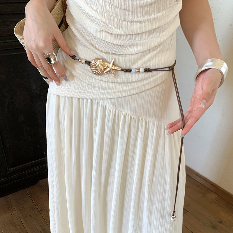 Vintage Bohemian Shell Starfish Beaded Waist Belt for Women Beach Vacation Style - Image 2