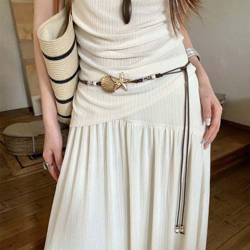 Vintage Bohemian Shell Starfish Beaded Waist Belt for Women Beach Vacation Style - Image 1