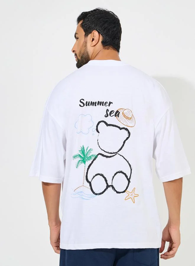 ستايلي Bear Summer Graphic Print Boxy Streetwear T-Shirt