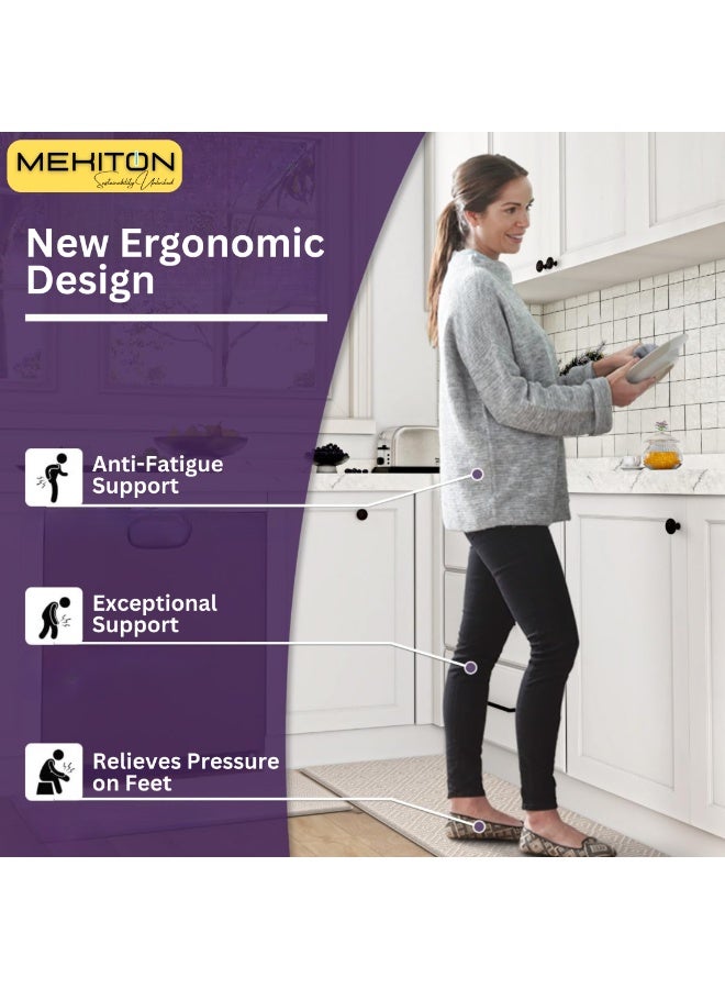 MEKITON Set of 2 PCs Premium Anti Fatigue Kitchen Mat, Non Slip Natural Rubber Mats, Washable Runner Rugs for Kitchen Floor Front of Sink, Laundry Room  45X120CM + 45X75CM (Beige) - Image 5