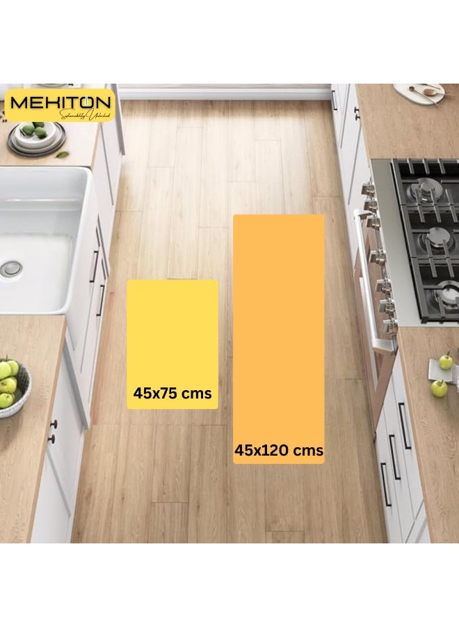 MEKITON Set of 2 PCs Premium Anti Fatigue Kitchen Mat, Non Slip Natural Rubber Mats, Washable Runner Rugs for Kitchen Floor Front of Sink, Laundry Room  45X120CM + 45X75CM (Beige) - Image 3