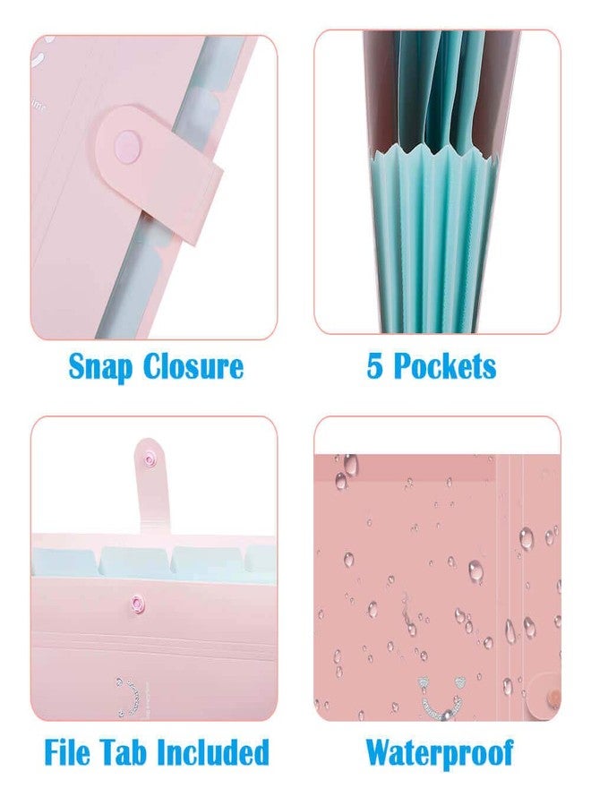 Selizo 6 Pcs Expanding File Folder with 5 Pockets Organizer Plastic A4 Size and 168 Pcs File Folder Labels for School Teacher and Office - Image 4