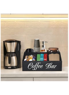 Hihonor Coffee Station Organizer for Counter, Wood Coffee Pods Holder Storage Basket, Coffee and Tea Condiment Storage Organizer, Rustic Coffee Bar Decor for Coffee Accessories Organizer  - Image 5