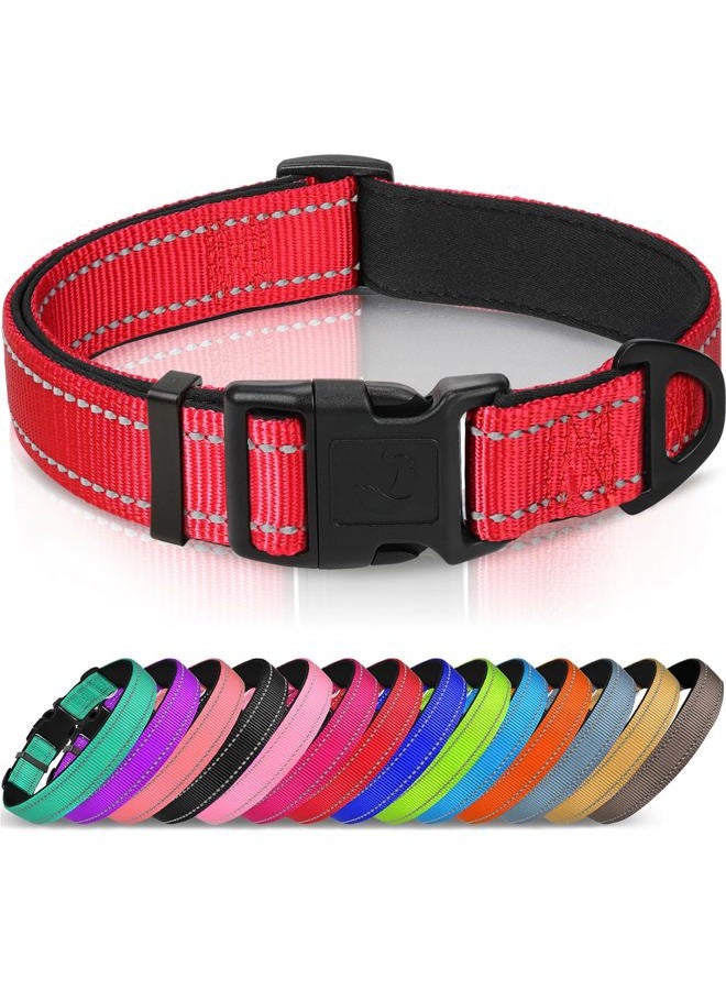 Joytale Dog Collar, Reflective Padded Neoprene Pet Collar, Adjustable Nylon Collars for Small Dogs, S,Red - Image 1