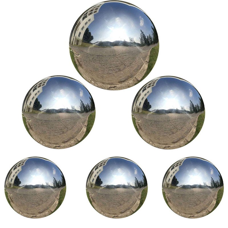 HomDSim 6pcs Gazing Ball 2.36/3.15/3.93 in,Seamless Silver Stainless Steel Polished Reflective Smooth Mirror Garden Sphere Globe,Props of Photography,Colorful Addition to Any Garden Home