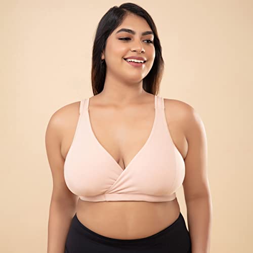 NYKD by Nykaa Cotton Maternity Bra for Women Feeding/Nursing, Removeable Pads, Wireless, Full Coverage (Slip on Bra) - NYB129 (P Nude, S) - Image 4