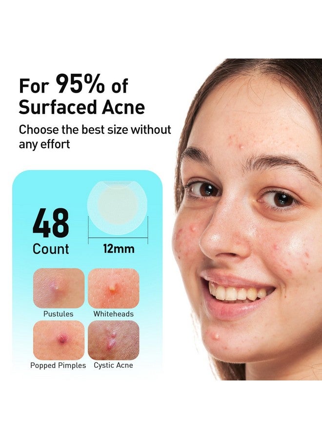 تي كيه تي كيه رقعات حب الشباب غير المرئية 12 ملم للوجه مع حمض الساليسيليك 0.01 سم حافة خارجية رفيعة للغاية غرواني مائي زيت لعلاج البثرة البيضاء والرؤوس السوداء لعلاج حب الشباب الكيسي 48 قطعة - Image 5