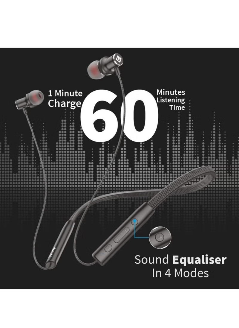 U & I ENTERTAINMENT - 50 Hours Music Time Fast Charging Wireless Neckband with 4-Mode Equalizer Bluetooth Headset – Premium Sound Quality, Comfortable Fit, Sweat-Proof, Built-In Mic, Long Battery Life Compatible with iOS & Android Devices - Image 1